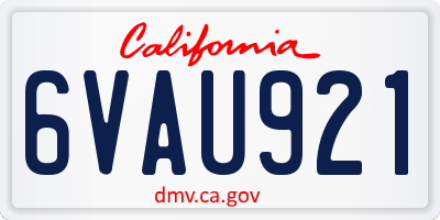 CA license plate 6VAU921