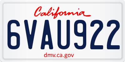 CA license plate 6VAU922