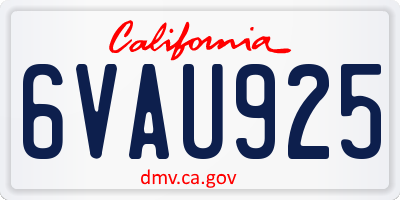 CA license plate 6VAU925