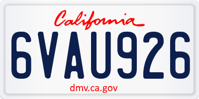 CA license plate 6VAU926