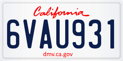 CA license plate 6VAU931