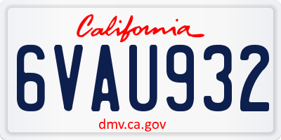CA license plate 6VAU932