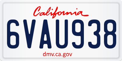 CA license plate 6VAU938