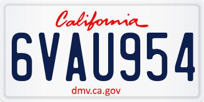 CA license plate 6VAU954