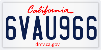 CA license plate 6VAU966