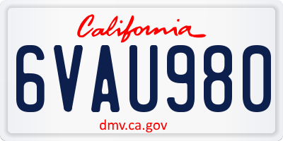 CA license plate 6VAU980