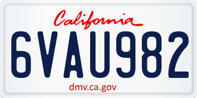 CA license plate 6VAU982