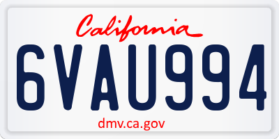 CA license plate 6VAU994