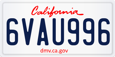 CA license plate 6VAU996