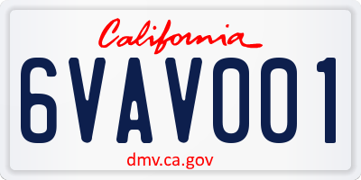 CA license plate 6VAV001