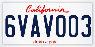 CA license plate 6VAV003