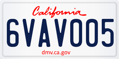 CA license plate 6VAV005