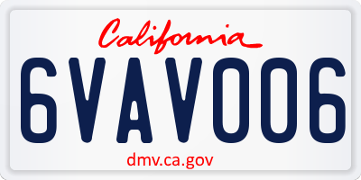 CA license plate 6VAV006