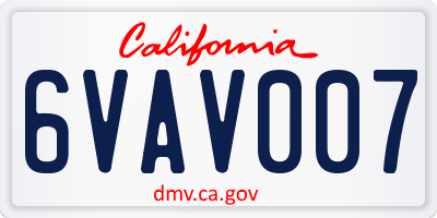 CA license plate 6VAV007