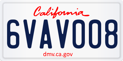 CA license plate 6VAV008