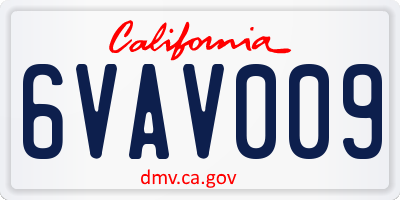 CA license plate 6VAV009