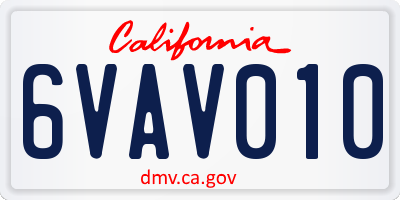 CA license plate 6VAV010