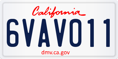 CA license plate 6VAV011