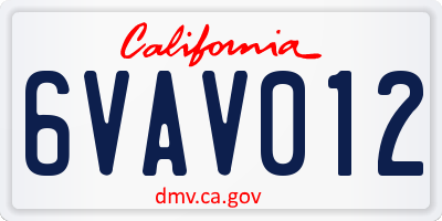 CA license plate 6VAV012