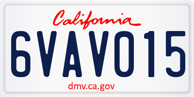 CA license plate 6VAV015