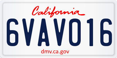 CA license plate 6VAV016