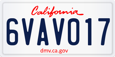 CA license plate 6VAV017