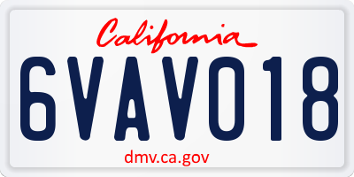 CA license plate 6VAV018