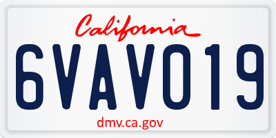CA license plate 6VAV019