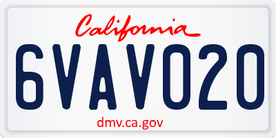 CA license plate 6VAV020
