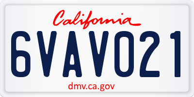 CA license plate 6VAV021