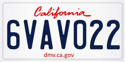 CA license plate 6VAV022