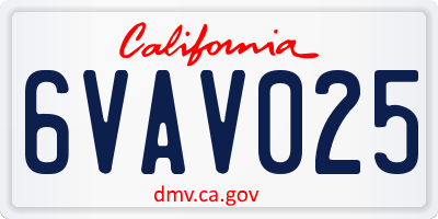 CA license plate 6VAV025