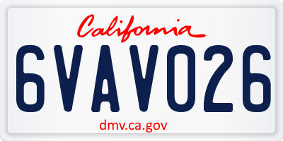 CA license plate 6VAV026