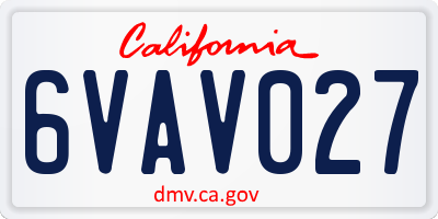 CA license plate 6VAV027