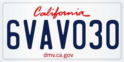 CA license plate 6VAV030