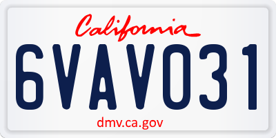 CA license plate 6VAV031