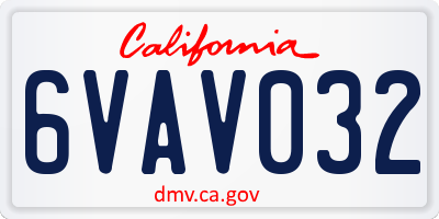 CA license plate 6VAV032