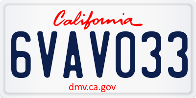 CA license plate 6VAV033