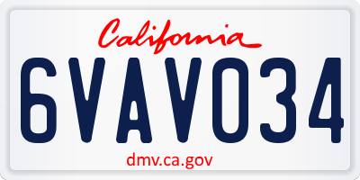 CA license plate 6VAV034