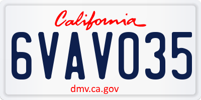 CA license plate 6VAV035