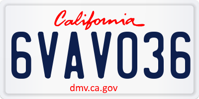 CA license plate 6VAV036