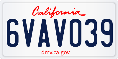 CA license plate 6VAV039