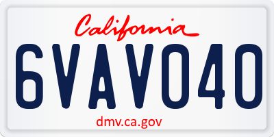 CA license plate 6VAV040