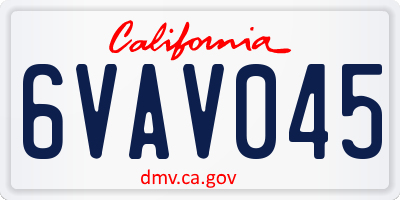 CA license plate 6VAV045