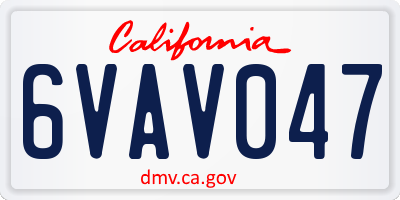 CA license plate 6VAV047