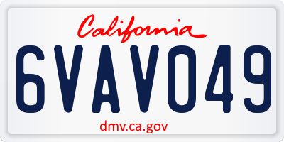 CA license plate 6VAV049