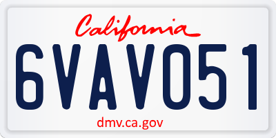 CA license plate 6VAV051