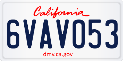 CA license plate 6VAV053