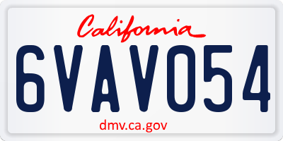 CA license plate 6VAV054