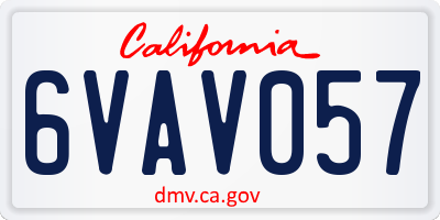 CA license plate 6VAV057